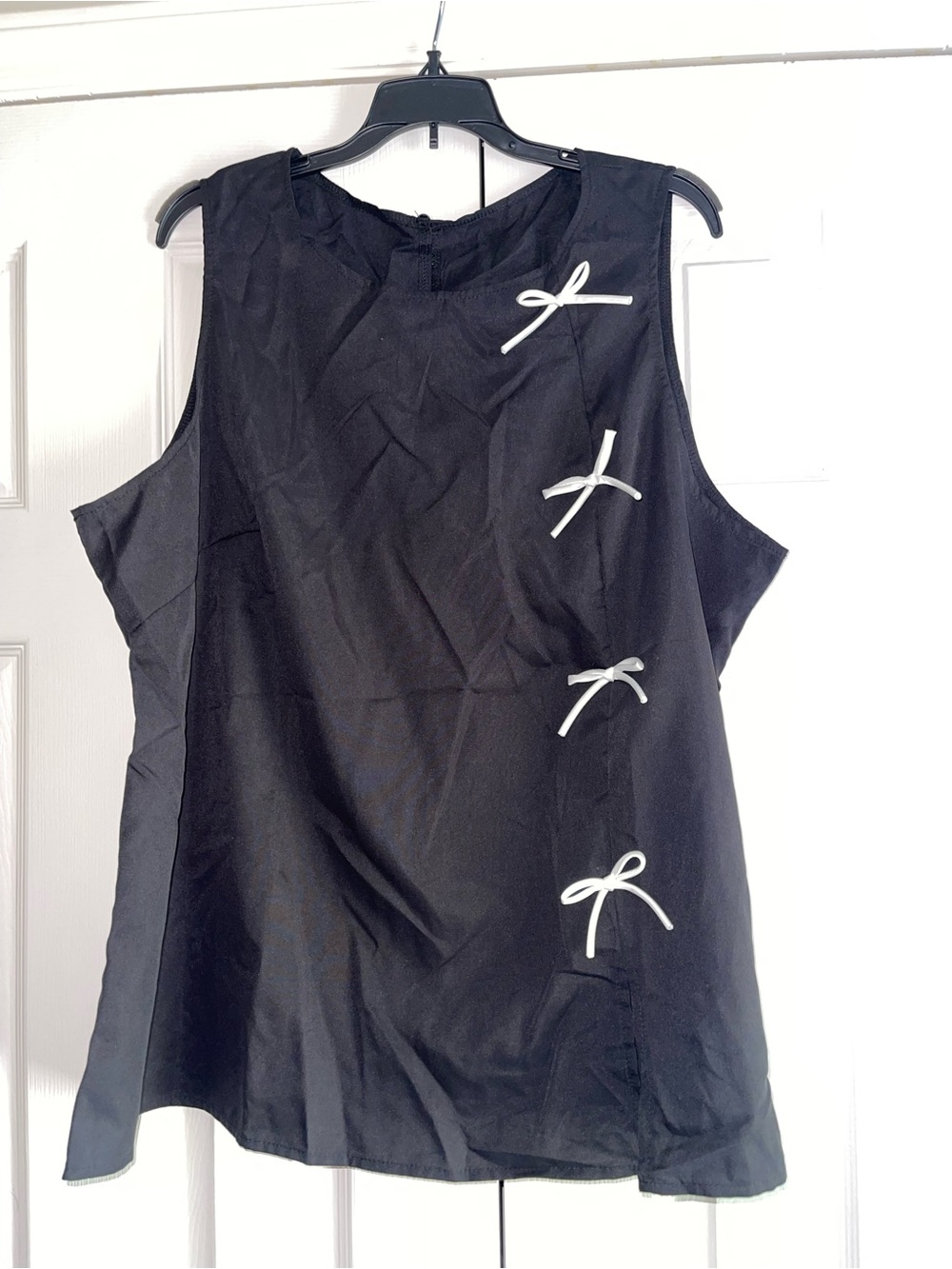 SHEIN Black Sleeveless Tank with White Bow Accents